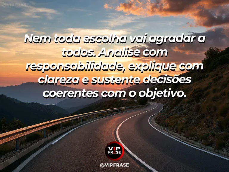 Mensagem motivacional sobre liderança e sabedoria, com um cruzamento de caminhos com uma direção escolhida sob luz firme e equilibrada.