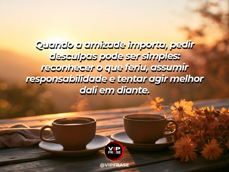 Mensagem sobre amizade, com cena de dois amigos reconciliando-se após uma conversa sincera, gesto discreto de aproximação.