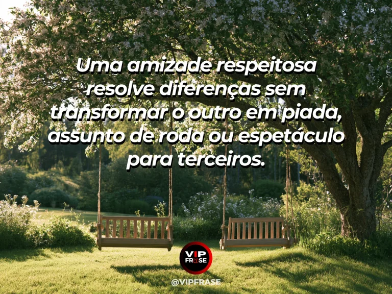 Mensagem sobre amizade, com cena de dois amigos conversando reservadamente em um banco afastado, postura madura e respeitosa.