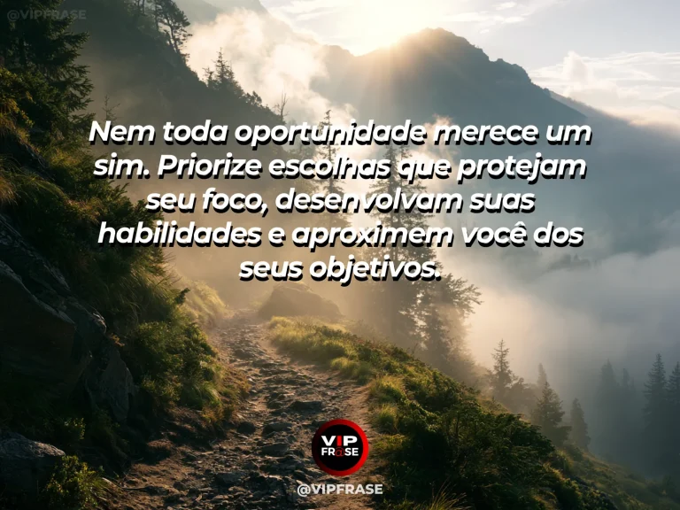 Mensagem motivacional sobre escolhas com caminho principal e pequenos desvios