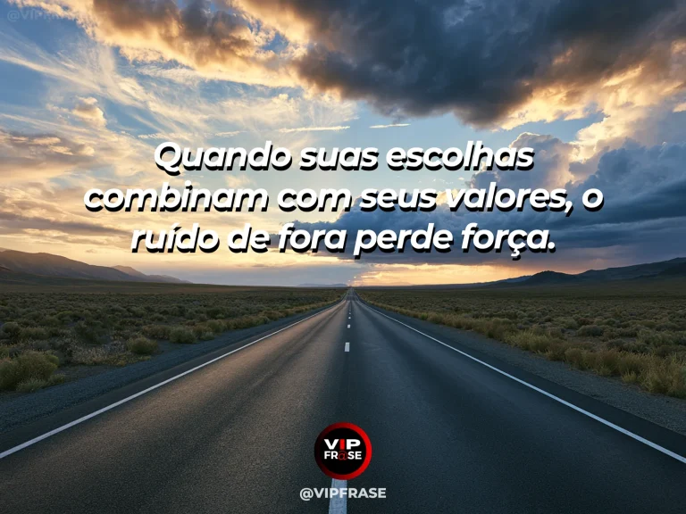 Frase reflexiva sobre escolhas e valores, com trilha iluminada em meio à natureza.