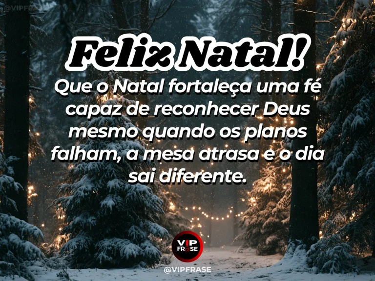 Frase de Natal sobre fé quando os planos mudam, com mesa natalina sendo reorganizada com leveza.