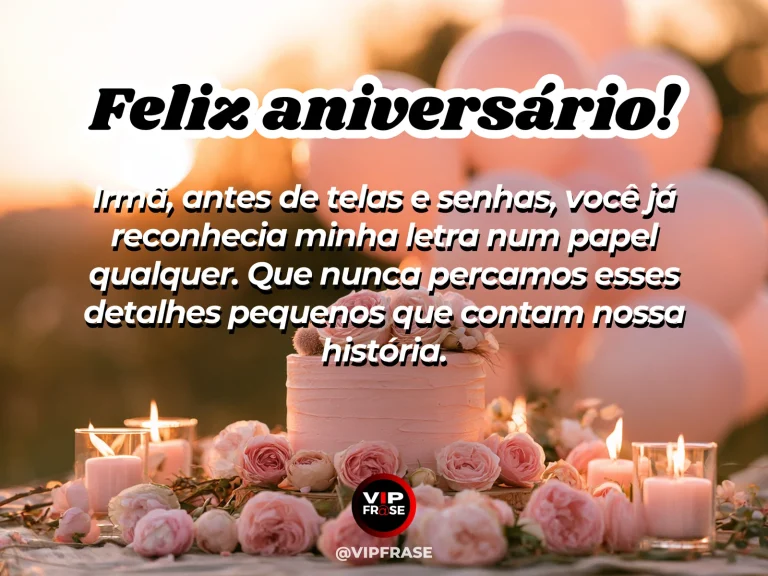 Mensagem de aniversário para irmã sobre memórias escritas, com irmãs revendo bilhetes antigos