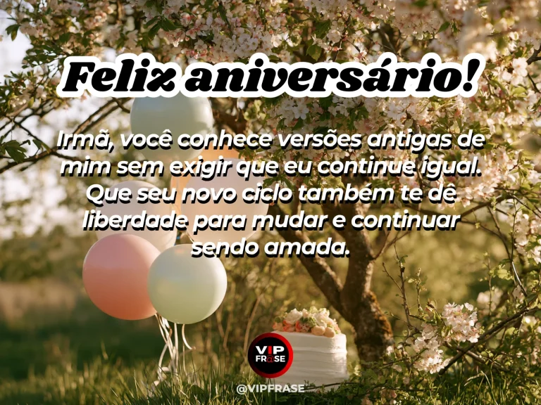 Mensagem de aniversário para irmã sobre mudança e amor, com irmãs caminhando juntas ao entardecer