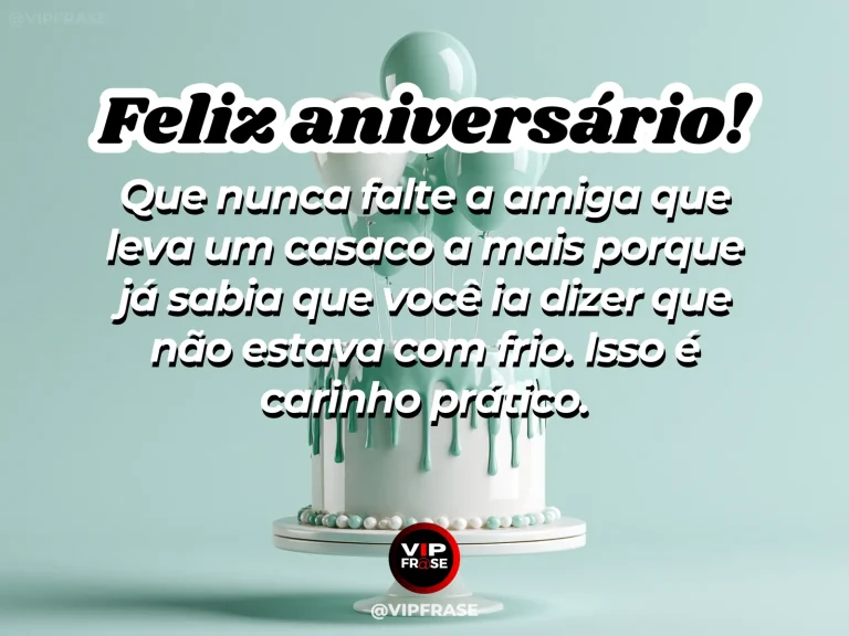 Mensagem de aniversário para amiga sobre cuidado prático, com uma amiga oferecendo um casaco à outra.