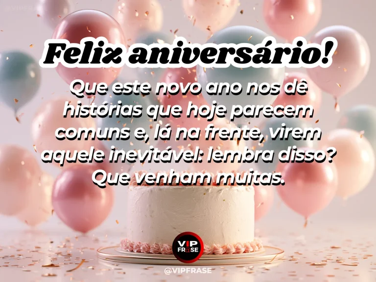 Mensagem de aniversário para irmã sobre futuras memórias, com bolo, confetes e flores