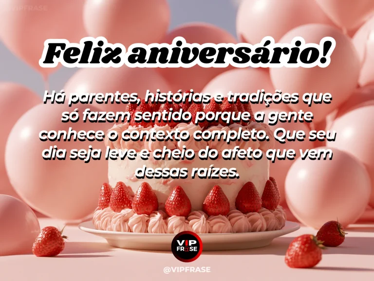 Mensagem de aniversário para irmã sobre família e raízes, com mesa posta, flores e objetos afetivos