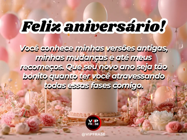 Mensagem de aniversário para irmã sobre fases da vida, com álbum de memórias e flores delicadas