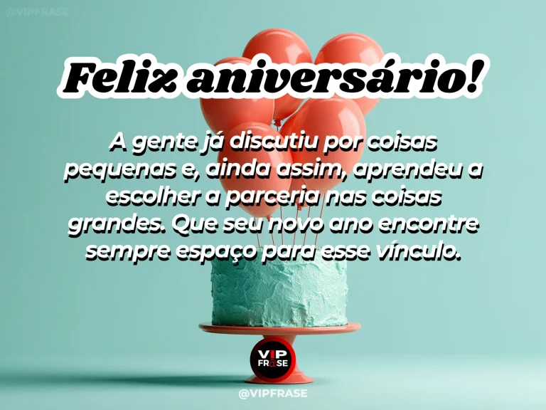 Mensagem de aniversário para irmã sobre parceria, com fitas entrelaçadas e presente delicado