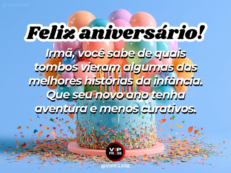 Mensagem de aniversário para irmã sobre aventuras da infância, com duas irmãs adultas em um passeio de bicicleta.