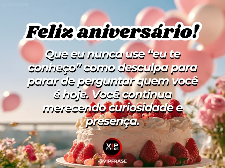 Mensagem de aniversário para irmã sobre continuar conhecendo quem ela é, com flores em diferentes estágios de abertura.