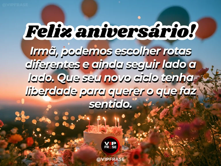 Mensagem de aniversário para irmã sobre caminhos diferentes, com duas irmãs diante de uma bifurcação em um parque.
