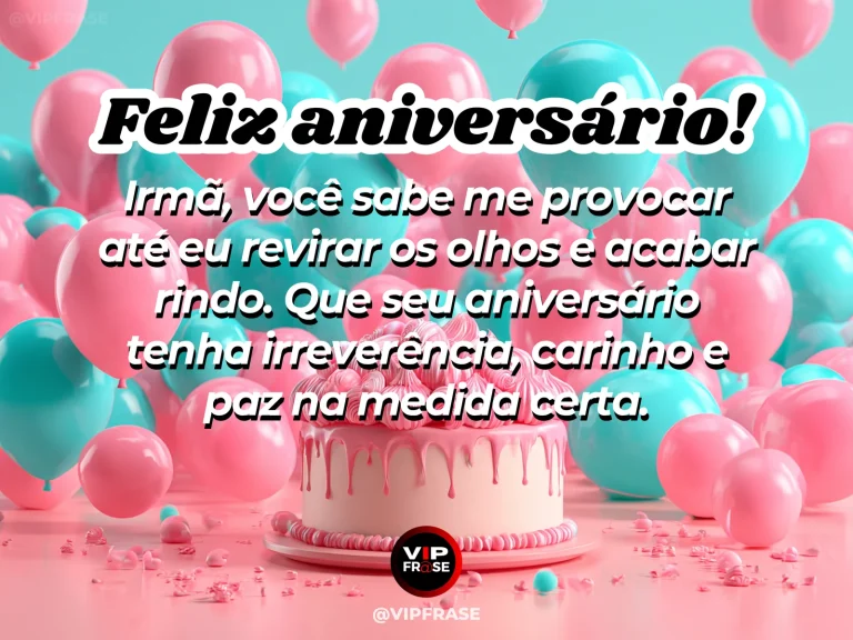 Mensagem divertida de aniversário para irmã, com duas irmãs brincando e rindo durante uma comemoração.