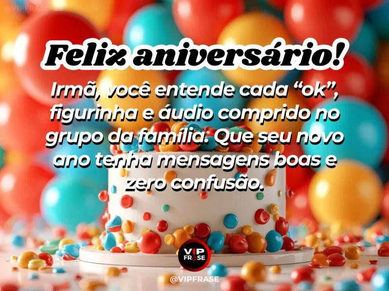 Mensagem divertida de aniversário para irmã, com duas irmãs rindo enquanto olham um celular.