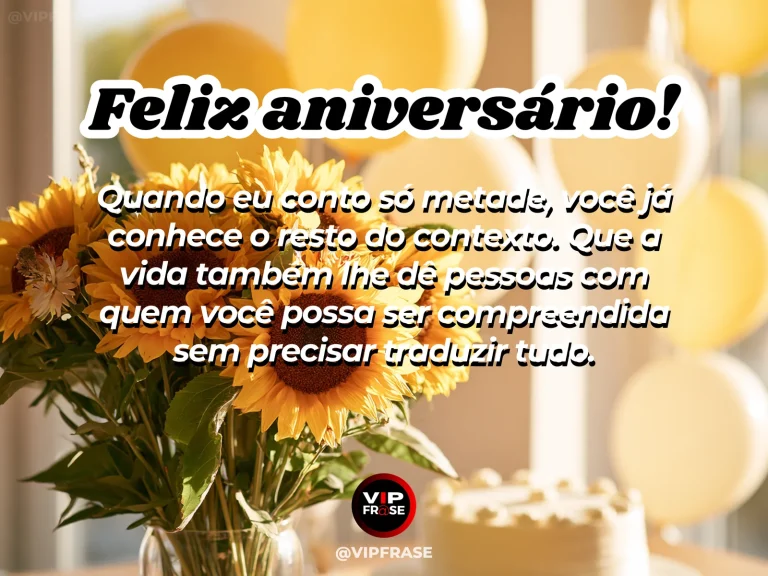 Mensagem de aniversário para irmã sobre compreensão, com duas xícaras e ambiente acolhedor