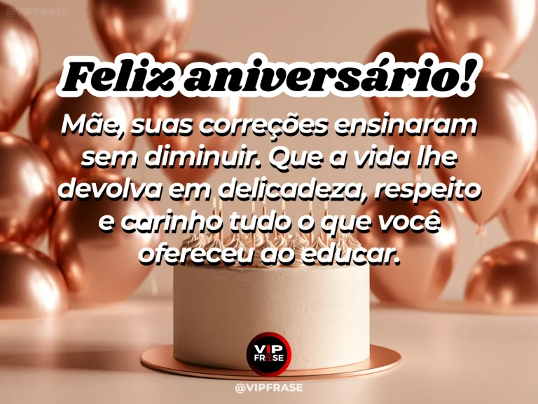 Mensagem de aniversário para mãe sobre educação com respeito, com abraço afetuoso
