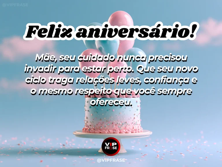 Mensagem de aniversário para mãe sobre confiança e privacidade, com mãe e filho em ambiente sereno
