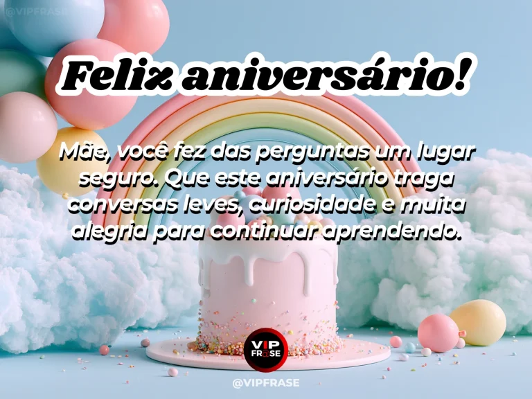 Mensagem de aniversário para mãe sobre diálogo e aprendizado, com conversa leve à mesa