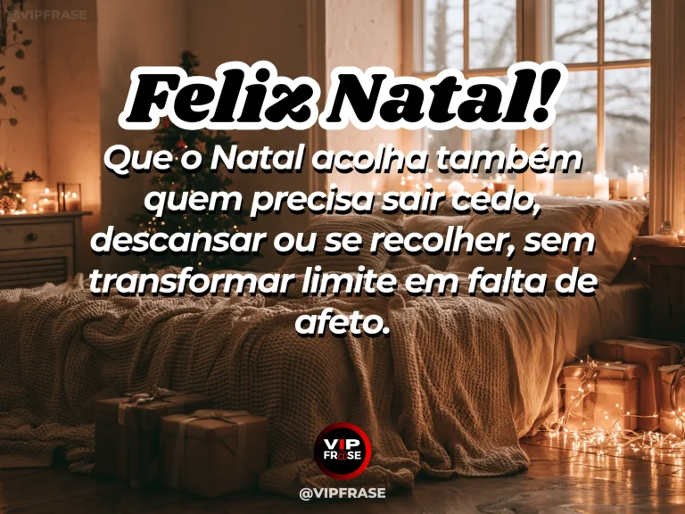 Frase de Natal sobre respeitar quem precisa ir embora cedo, com despedida acolhedora junto à porta.