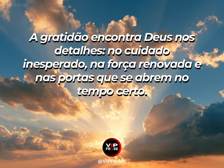 Mensagem de gratidão sobre gratidão a Deus, com céu luminoso entre nuvens