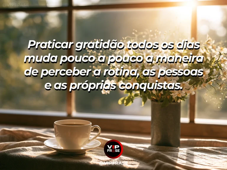 Mensagem de gratidão sobre prática diária de gratidão, com caderno de rotina