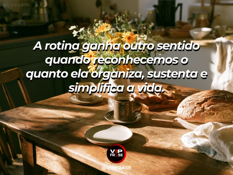 Frase de gratidão com rotina doméstica organizada sob luz natural