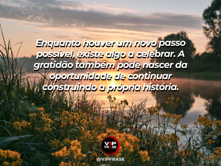Mensagem de gratidão com cena de caminho novo surgindo diante de horizonte claro, clima de possibilidades e continuidade