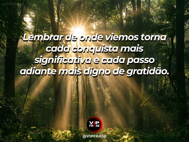 Frase de gratidão em cenário de árvore antiga com raízes visíveis em solo firme e copa iluminada, simbolizando origem e crescimento.