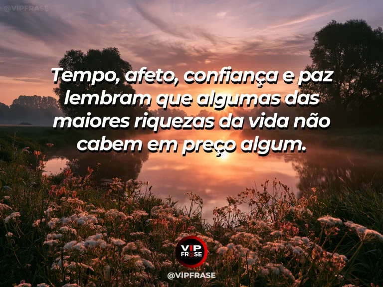 Frase de gratidão em cenário de mãos segurando uma xícara quente junto a uma janela com luz calma, enfatizando valor imaterial e presença.