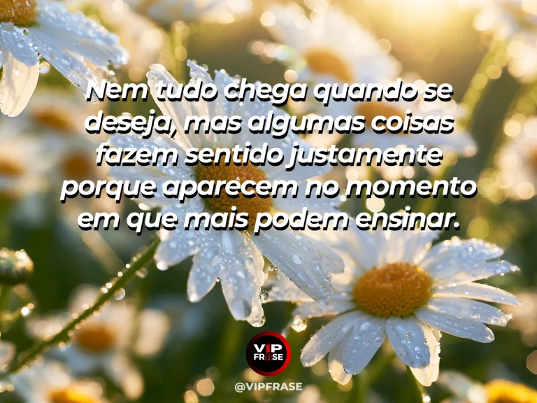 Mensagem de gratidão sobre tempo certo das coisas, com relógio antigo discreto ao lado de uma planta brotando
