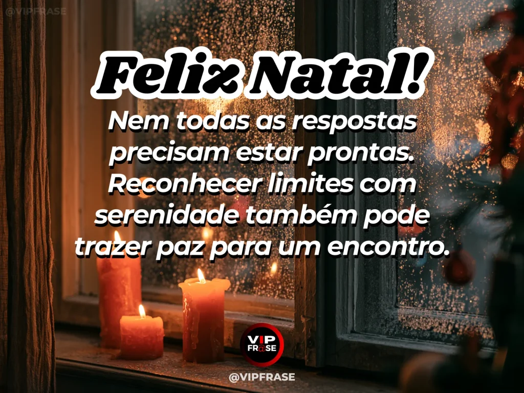 Frase de Natal sobre sabedoria, paz, em cena natalina acolhedora e elegante.
