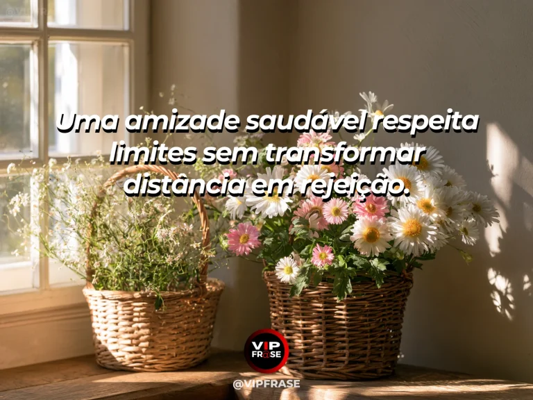 Frase sobre amizade com duas plantas em vasos separados dividindo a mesma janela iluminada.