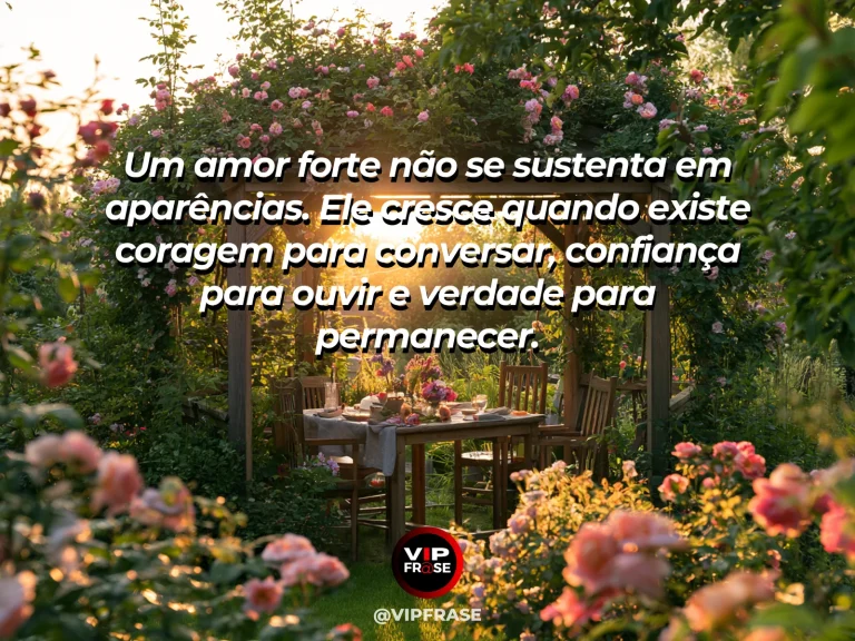 Mensagem de amor com cena romântica e acolhedora, sobre mensagem de amor sobre verdade, diálogo e confiança como base da relação.