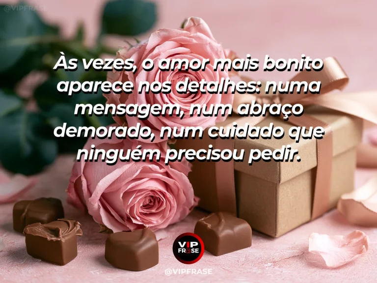 Mensagem de amor com cena romântica e acolhedora, sobre mensagem de amor sobre carinho nos detalhes e pequenos gestos de cuidado.
