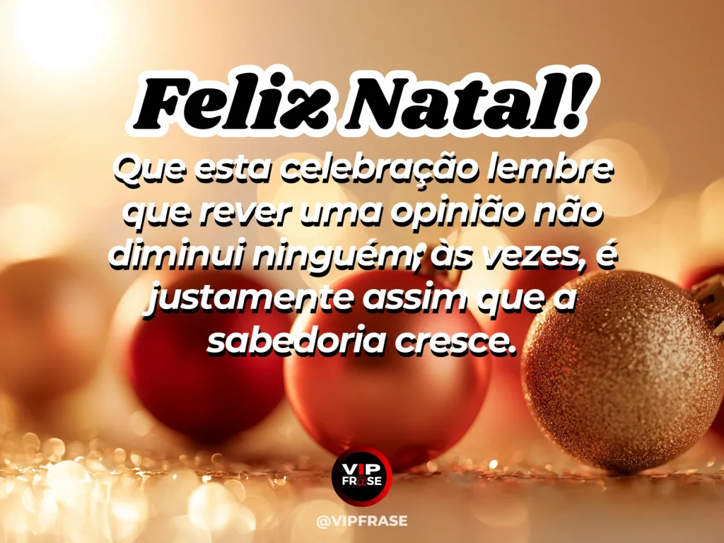 Frase de Natal sobre sabedoria, em cena natalina acolhedora e elegante.