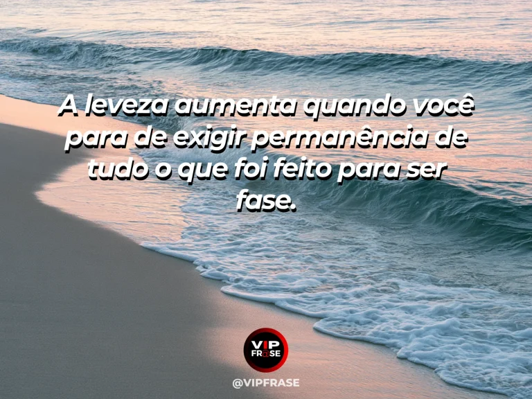 Frase reflexiva sobre ciclos da vida, com folhas seguindo pela correnteza.