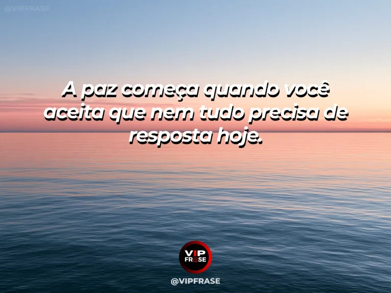Frase reflexiva sobre paz e tempo, com janela aberta para um céu tranquilo.