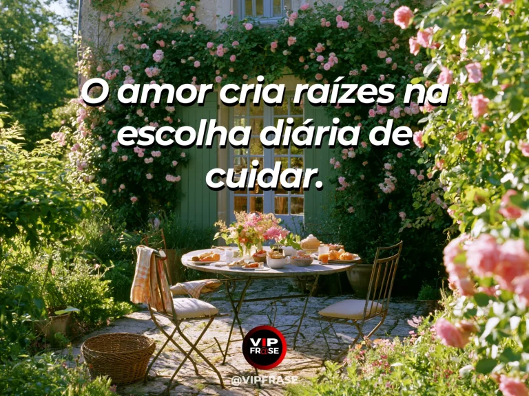 Frase sobre amor, com uma planta com raízes visíveis.
