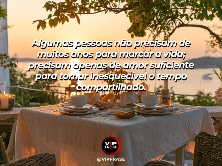 Frase de amor sobre tempo compartilhado, com fundo nostálgico e romântico.