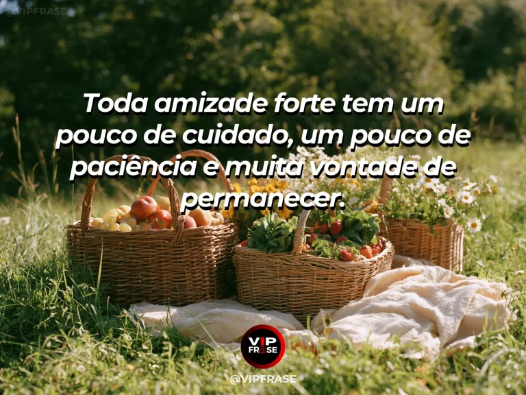 Frase sobre amizade com duas mãos segurando a mesma manta em um piquenique simples.