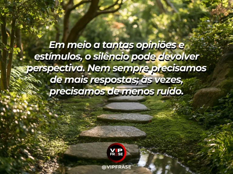 Mensagem reflexiva sobre paz, com jardim zen contemporâneo com árvores verdes, água serena e luz natural acolhedora.