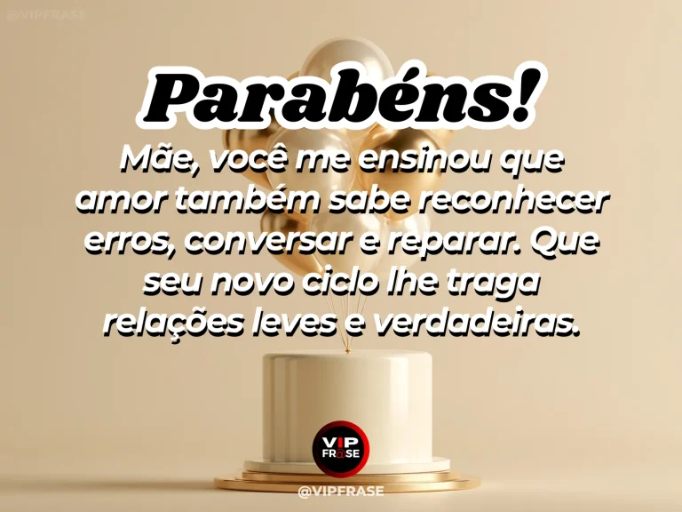 Mensagem de aniversário para mãe sobre sabedoria e carinho, com duas xícaras e flores claras