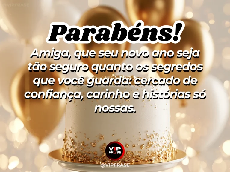Mensagem de aniversário para amiga sobre confiança, com duas amigas conversando com cumplicidade