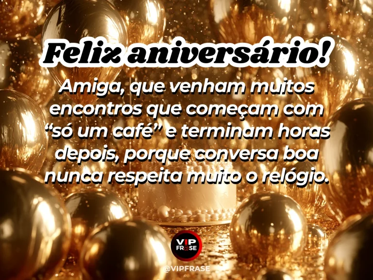Mensagem de aniversário para amiga com duas amigas conversando por horas em uma mesa de café.