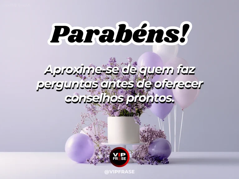 Frase de aniversário sobre escuta, com sofá e poltrona preparados para uma conversa.