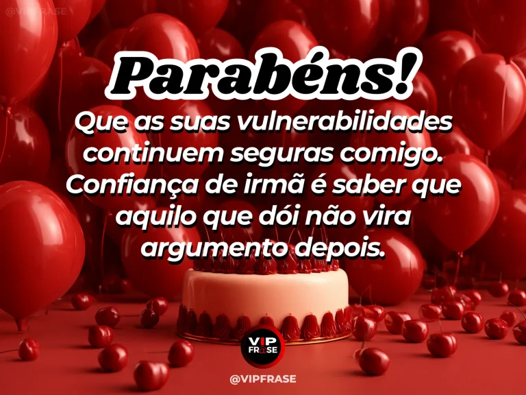 Mensagem de aniversário para irmã sobre confiança, com duas mãos em gesto de apoio e luzes suaves ao fundo.