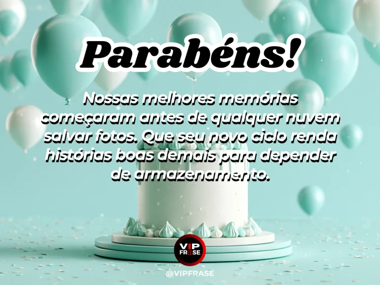 Mensagem divertida de aniversário para irmã, com caixa de fotos impressas e celular