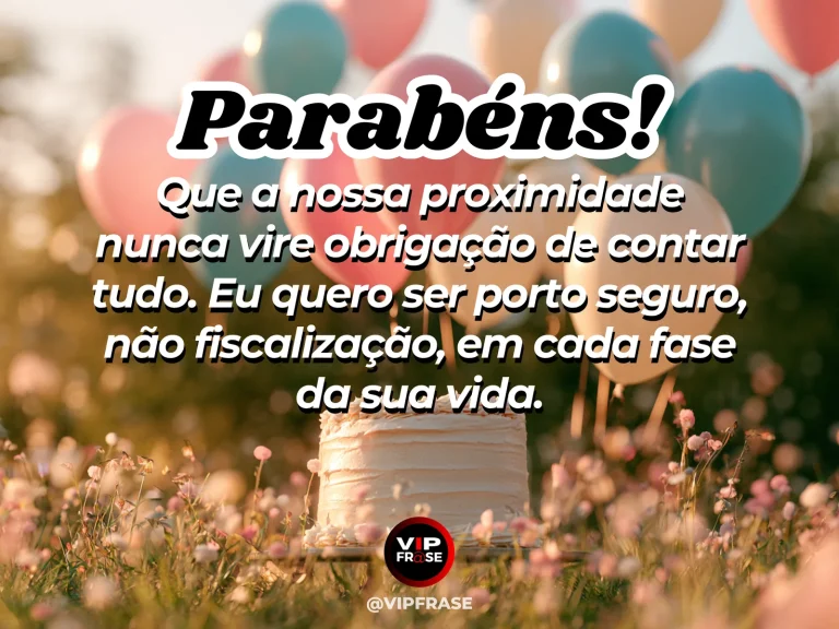 Mensagem de aniversário para irmã sobre confiança e espaço, com duas cadeiras diante de um horizonte aberto.