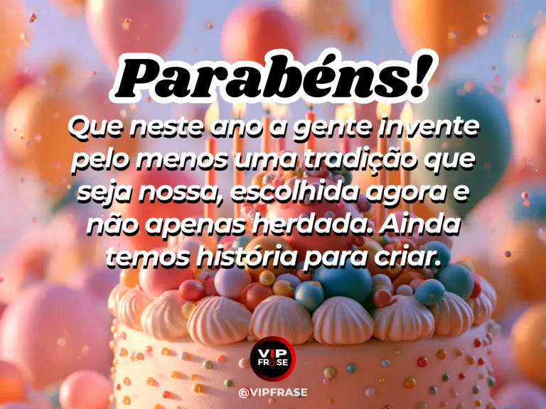 Mensagem de aniversário para irmã sobre criar novas tradições, com velas, bolo e uma celebração preparada para duas.