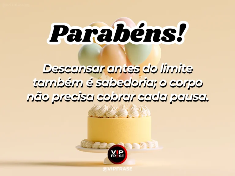 Frase de aniversário sobre descanso e sabedoria, com poltrona junto a uma janela.